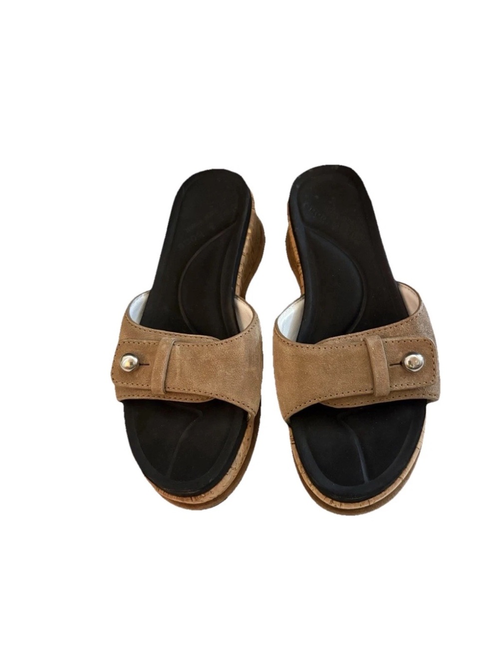 rag & bone Tan Suede Wedge Slide Sandals